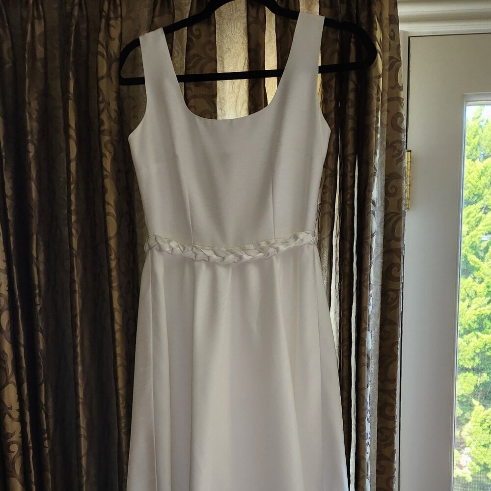 Simple white dress w/ braided waist (for wedding, summer parties, graduation)